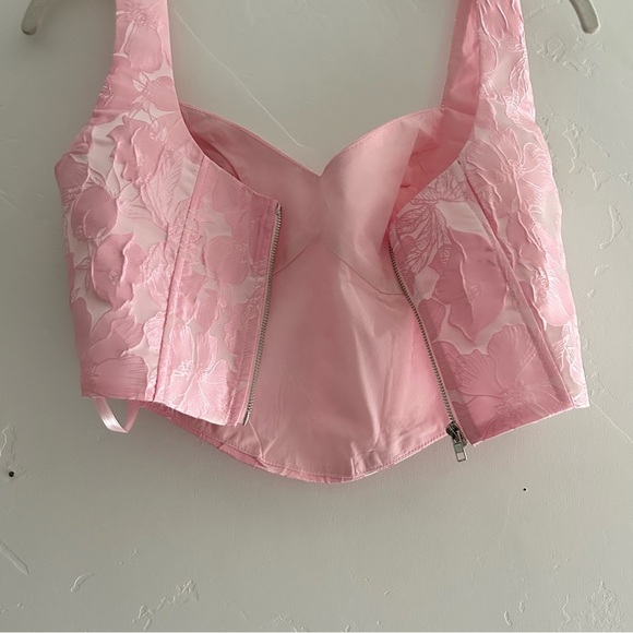 NWT Altar’d State Mirabel Satin Jacquard Crop Bustier Corset Top Size XS Pink - Picture 5 of 16